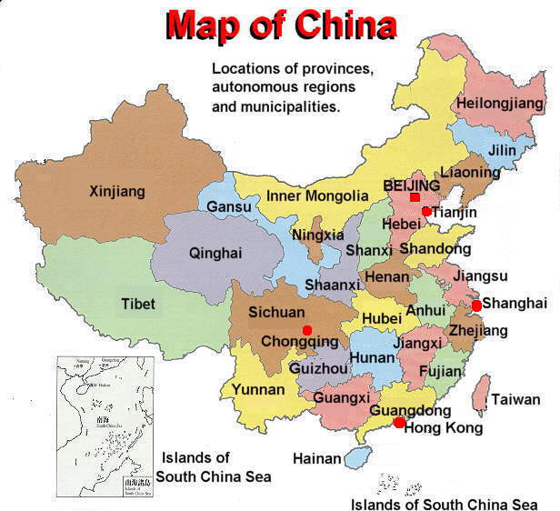 Map of China in English